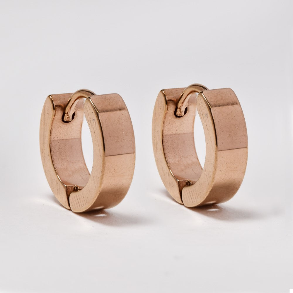 Stainless steel rose gold huggie earrings - SSYE1528i