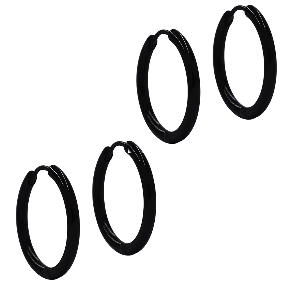 2 Pack 20 x 2mm black Stainless steel hinged hoop - SSYE1803