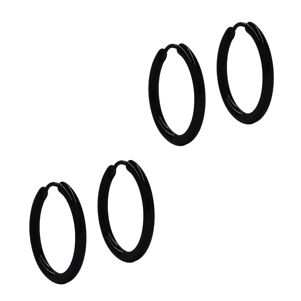 2 Pack 18 x 2mm black Stainless steel hinged hoop - SSYE1804