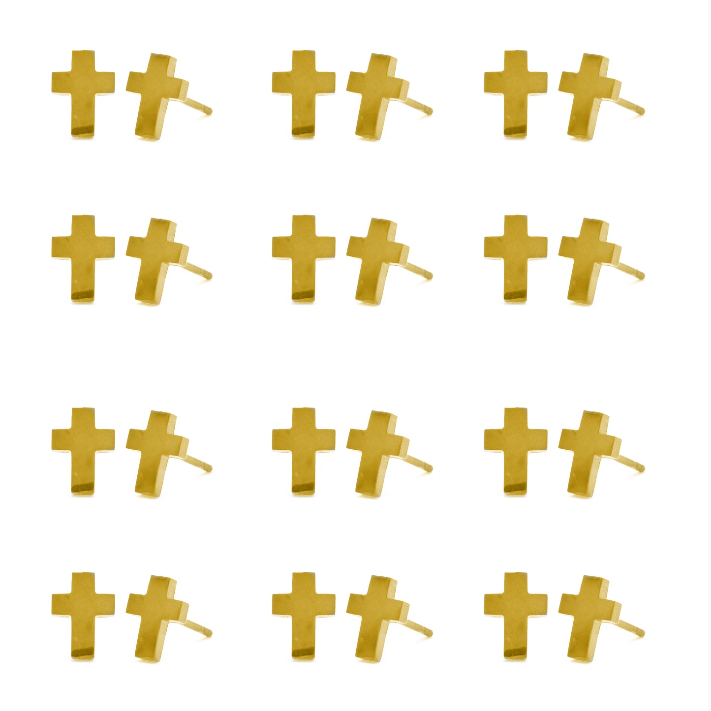 12 Pack Stainless steel black cross 8mm x 5mm stud earrings - SSYE2116
