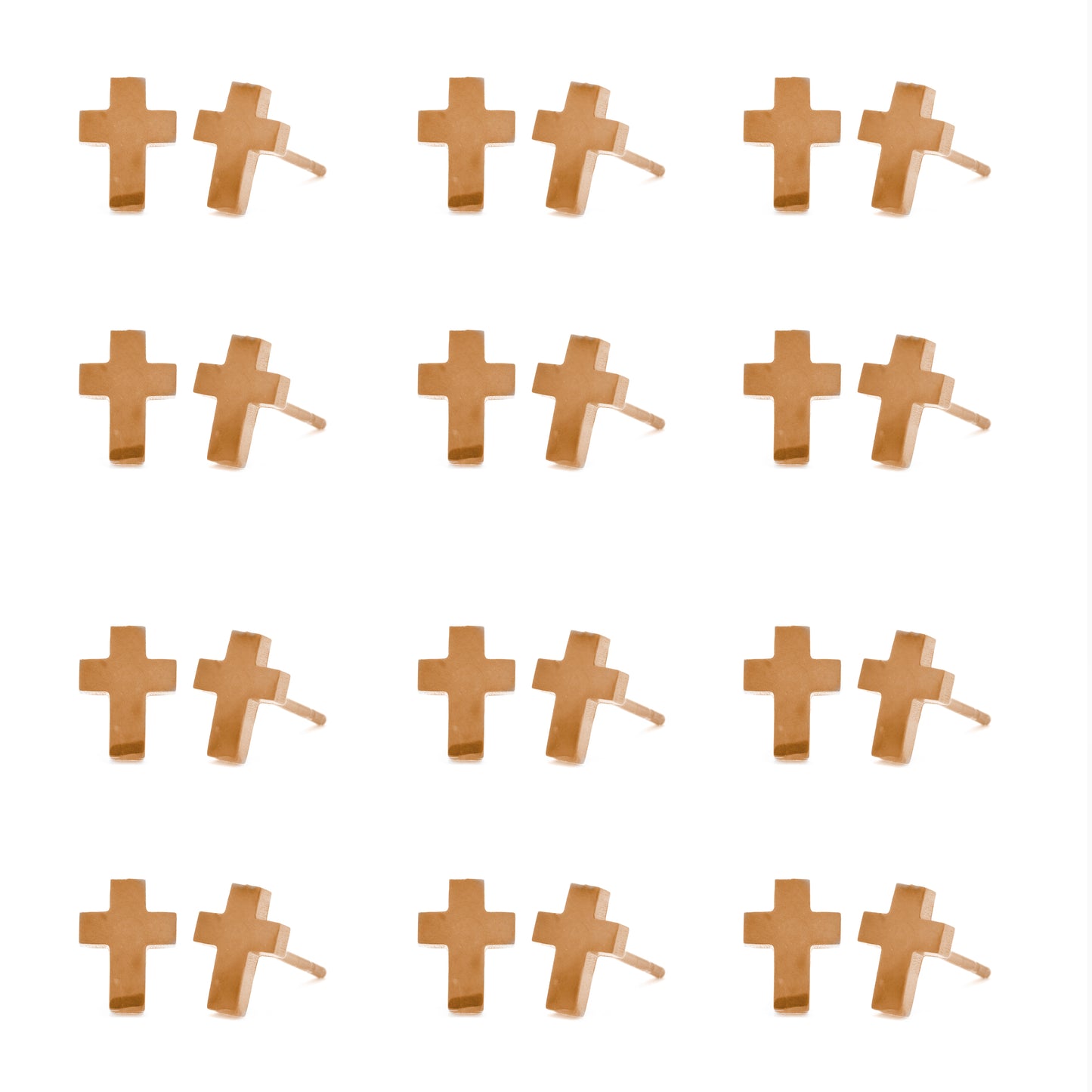12 Pack Stainless steel black cross 8mm x 5mm stud earrings - SSYE2116
