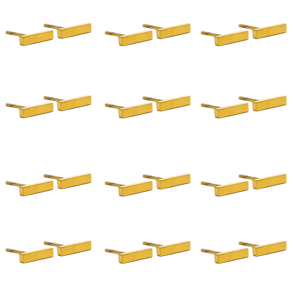 12 Pack Stainless steel 9mm x 2mm gold bar stud - SSYE2129