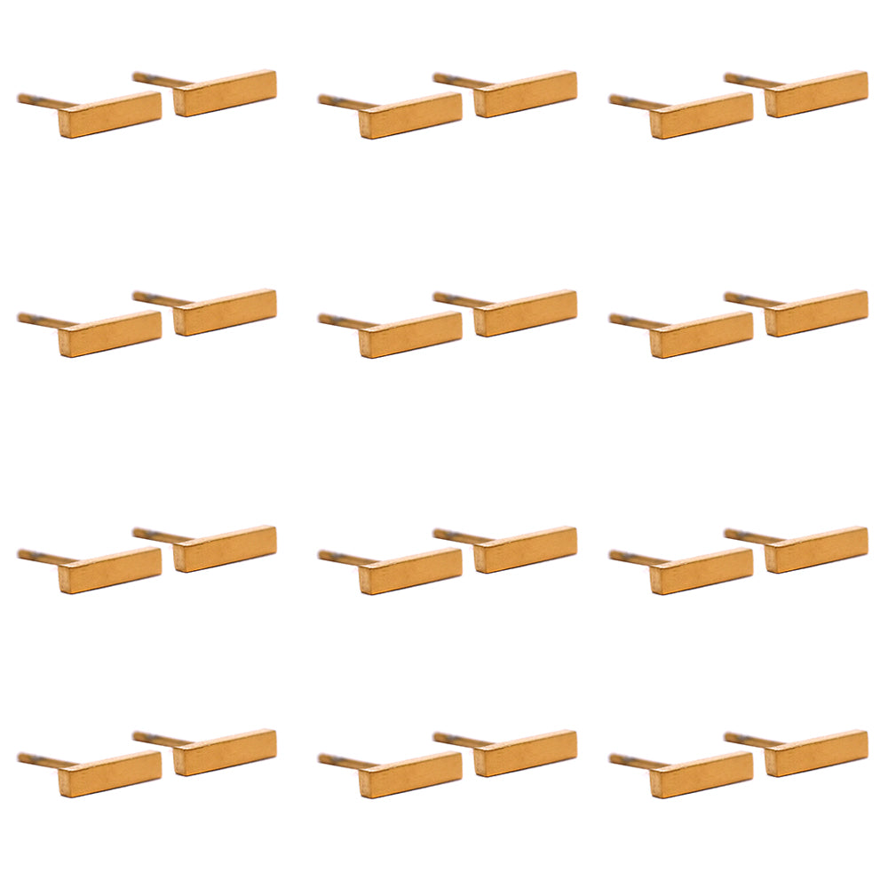 12 Pack Stainless steel 9mm x 2mm gold bar stud - SSYE2129