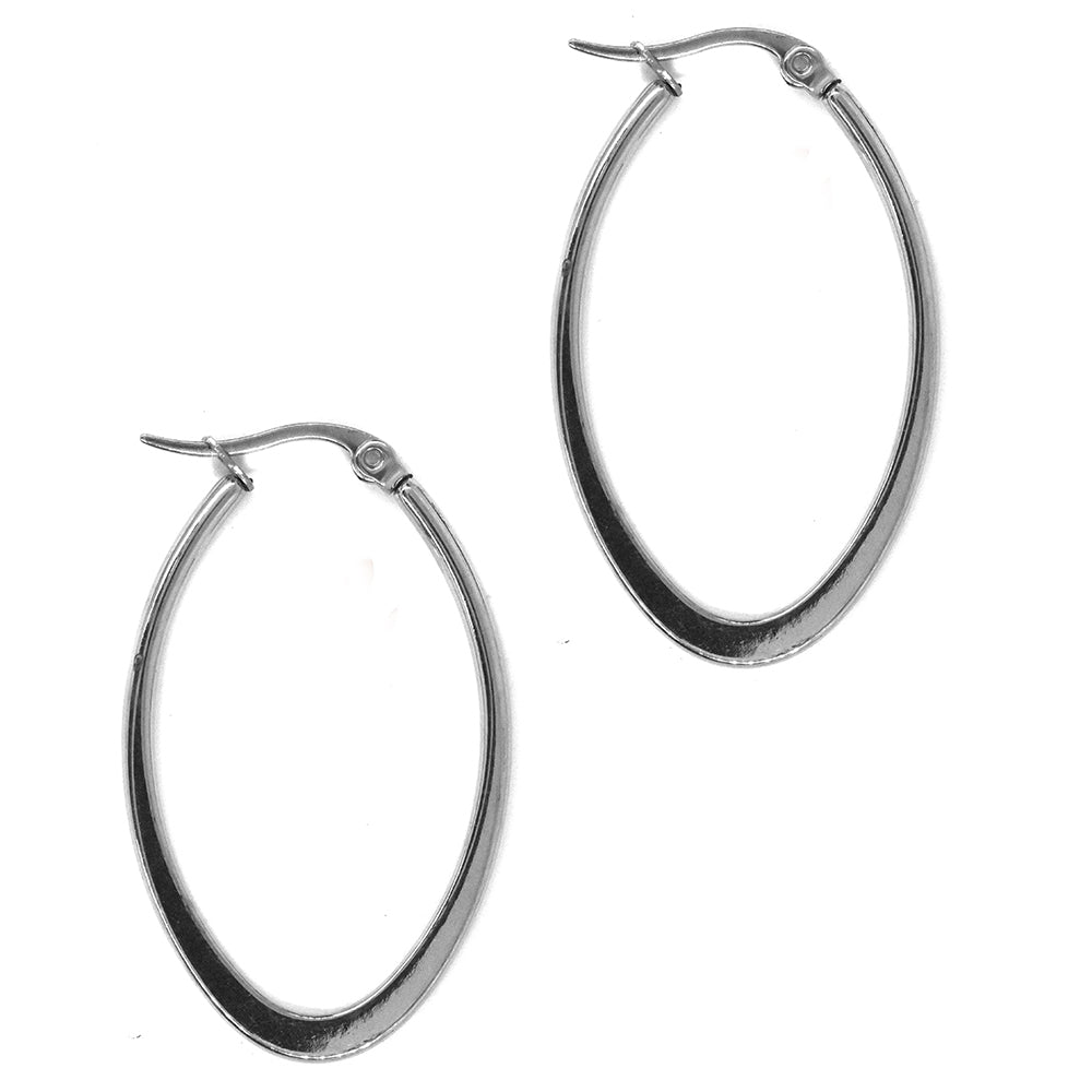 Stainless steel oval 39mm x 24mm hoop earring - SSYE2142