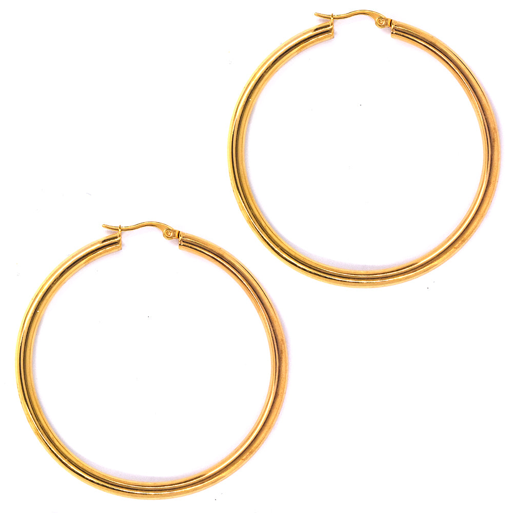 Stainless steel gold 60mm hoop - SSYE2161-60mm