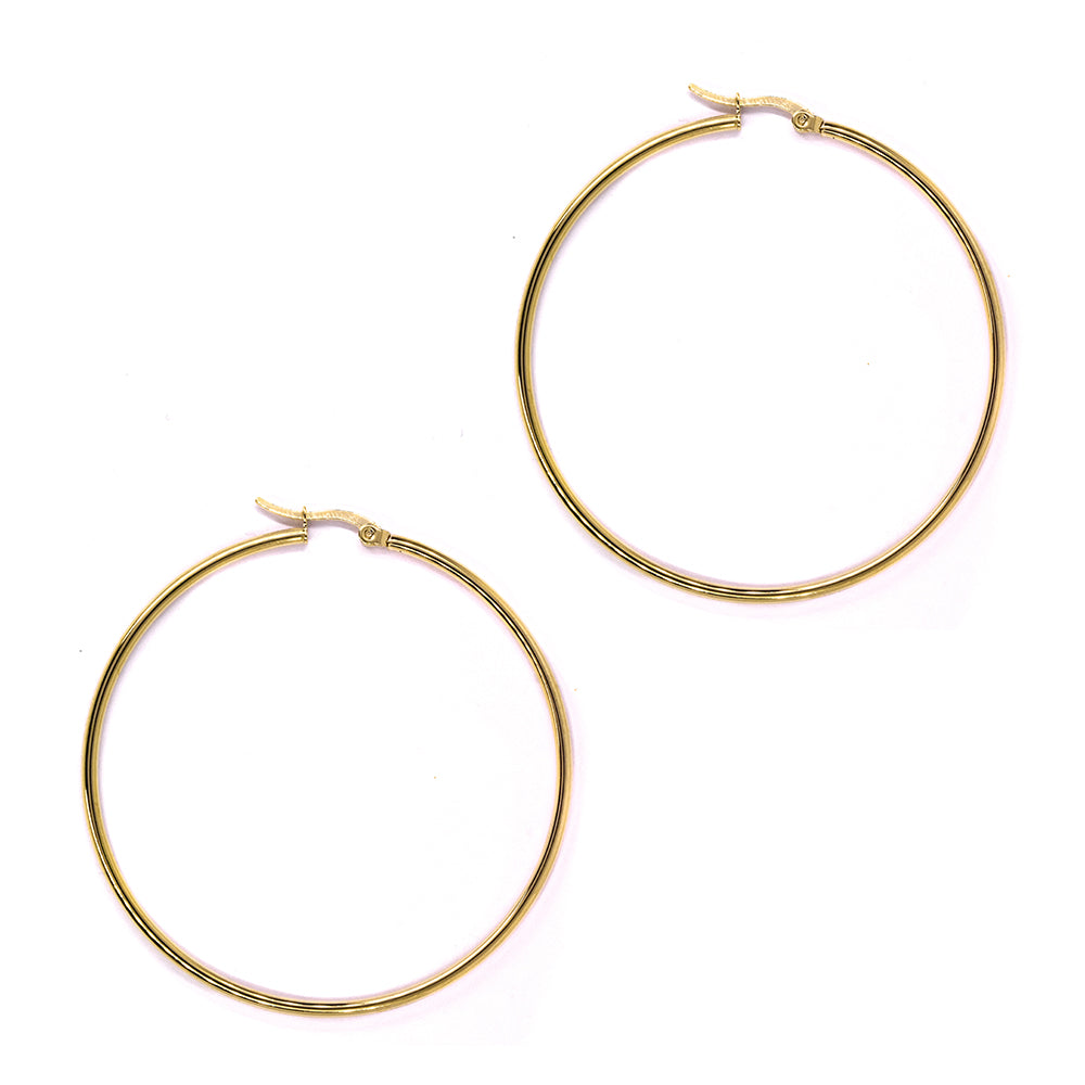 Stainless steel gold 50mm x2mm hoop - SSYE2193