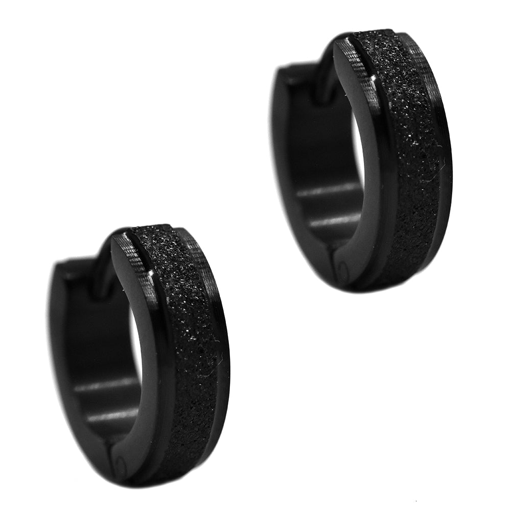 Stainless steel black icing insert 13mm x 4mm huggie - SSYE2214