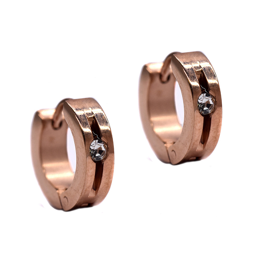 Stainless steel cubic zirconia huggie earrings - SSYE2217