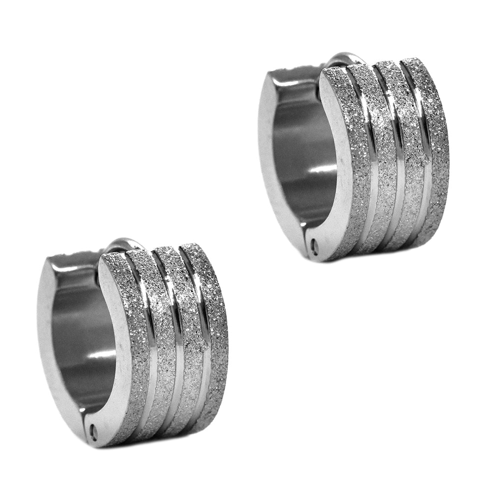 Stainless steel broad icing 13mm x 7mm huggie - SSYE2269