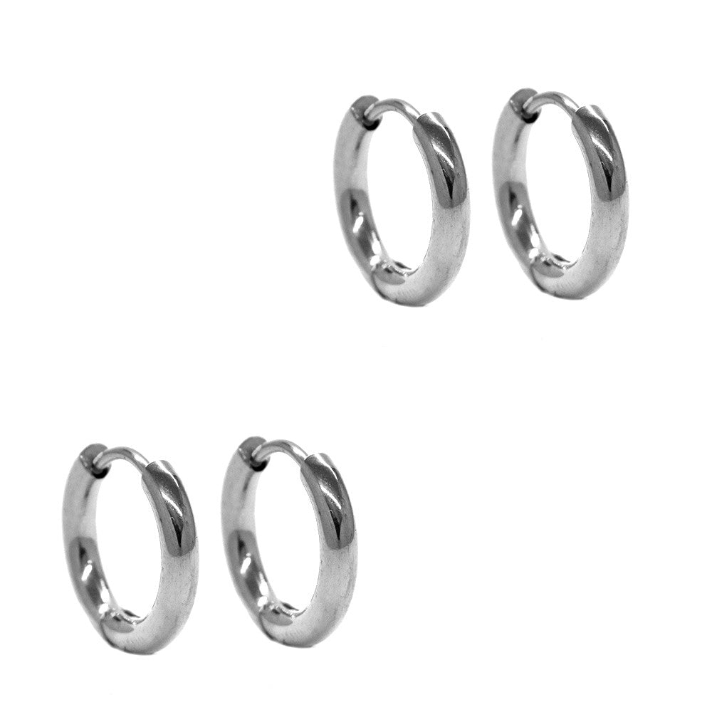2 Pair Stainless steel 15mm sleepers earrings - SSYE3036