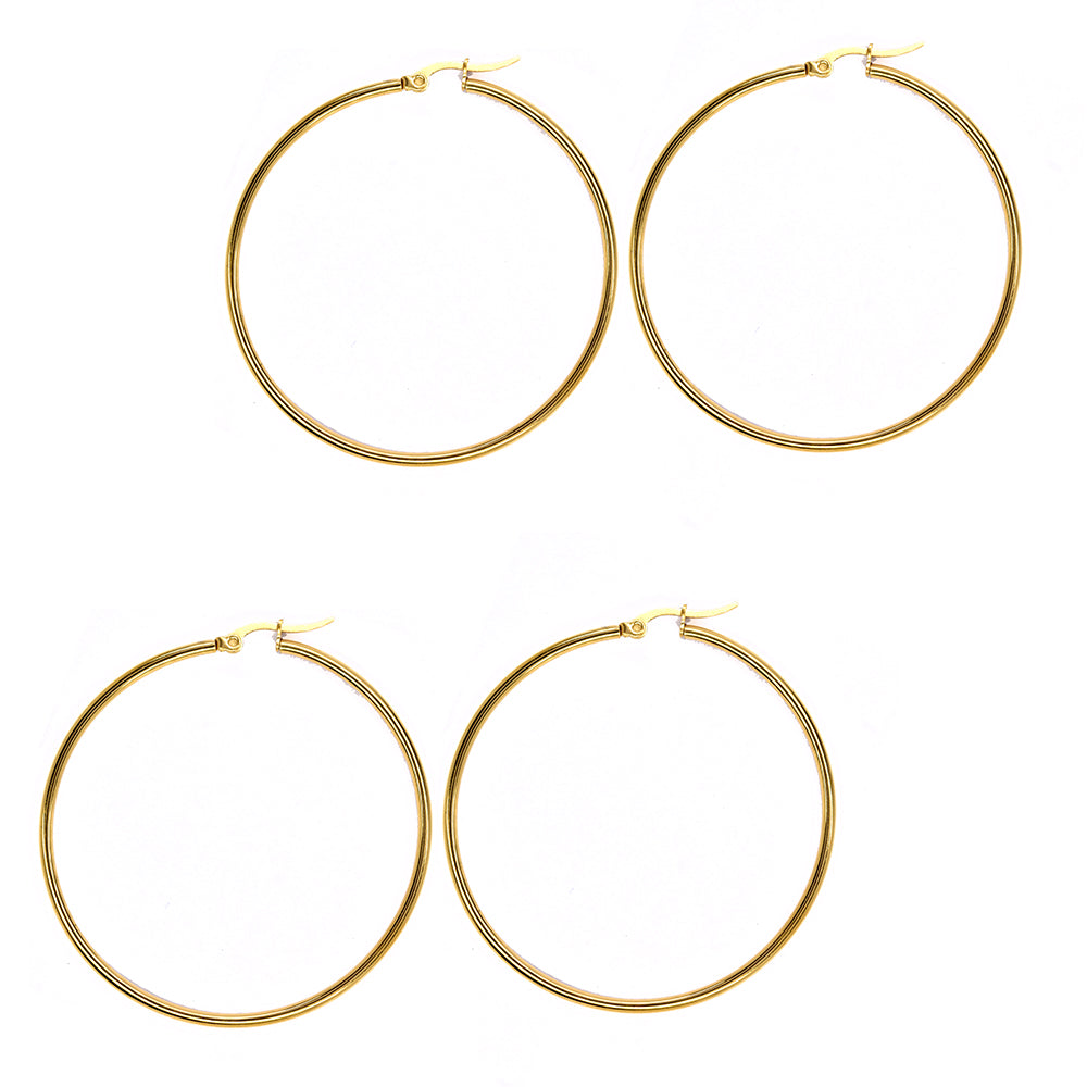 2 Pack Stainless steel gold 55mm hoop earring - SSYE3100