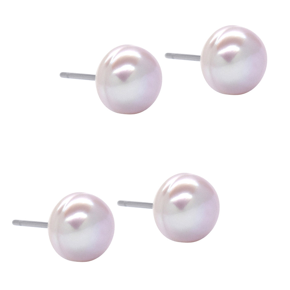 2 Pair 9mm Freshwater pearls with Stainless steel posts earring - SSYE3106