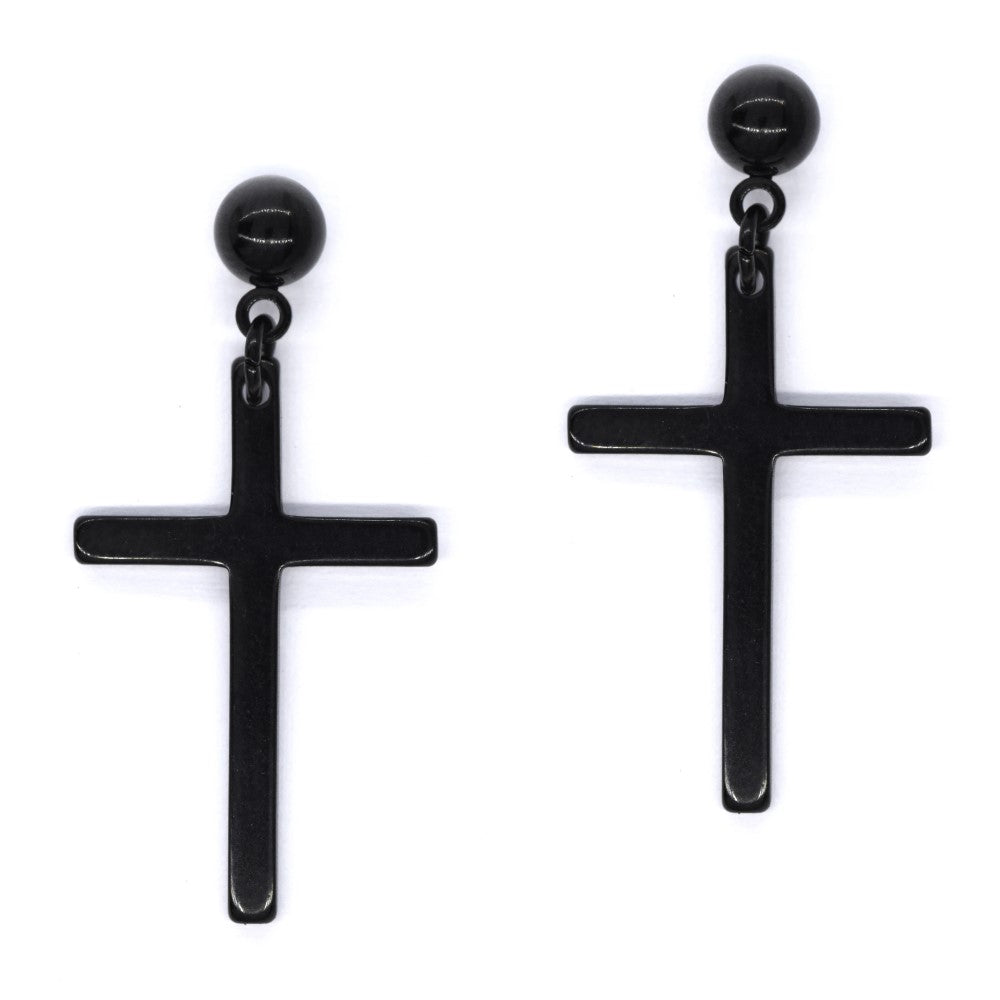 Stainless steel cross charm ball stud - SSYE4046