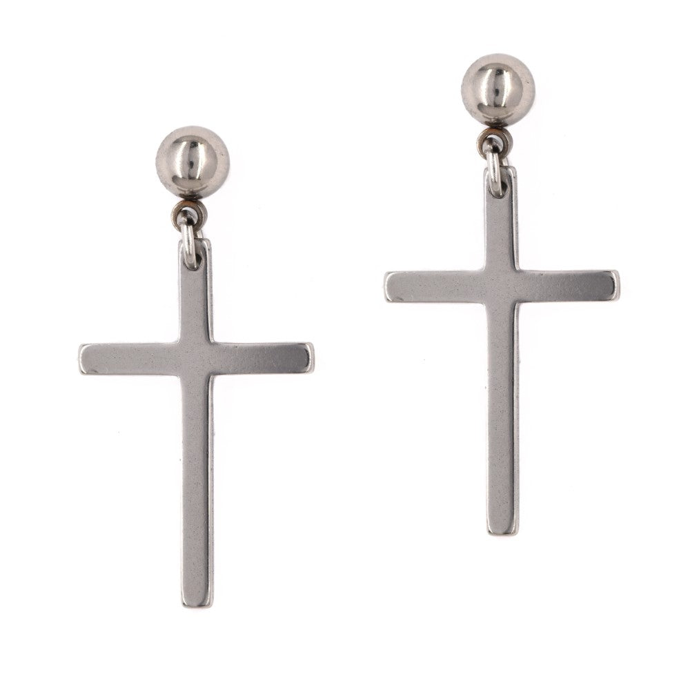 Stainless steel cross charm ball stud - SSYE4046