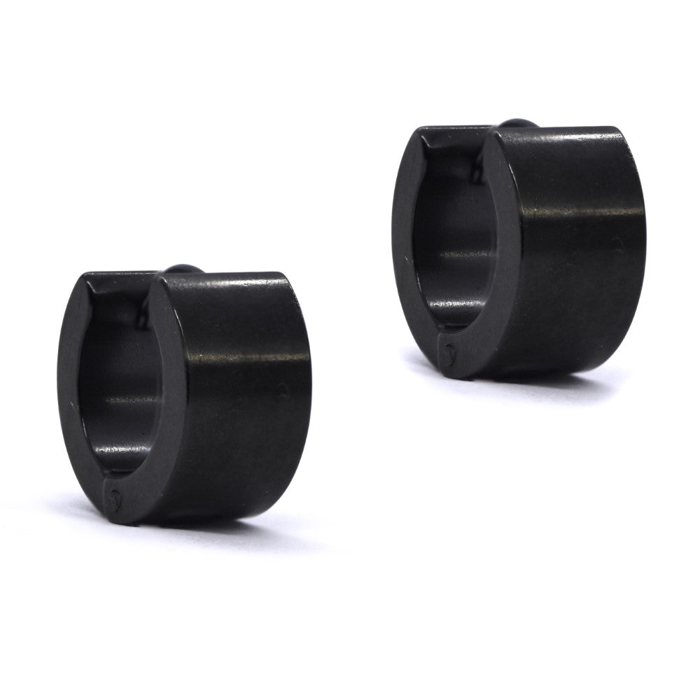 Stainless steel black 7x 9mm huggie earrings - SSYE4050-BLK