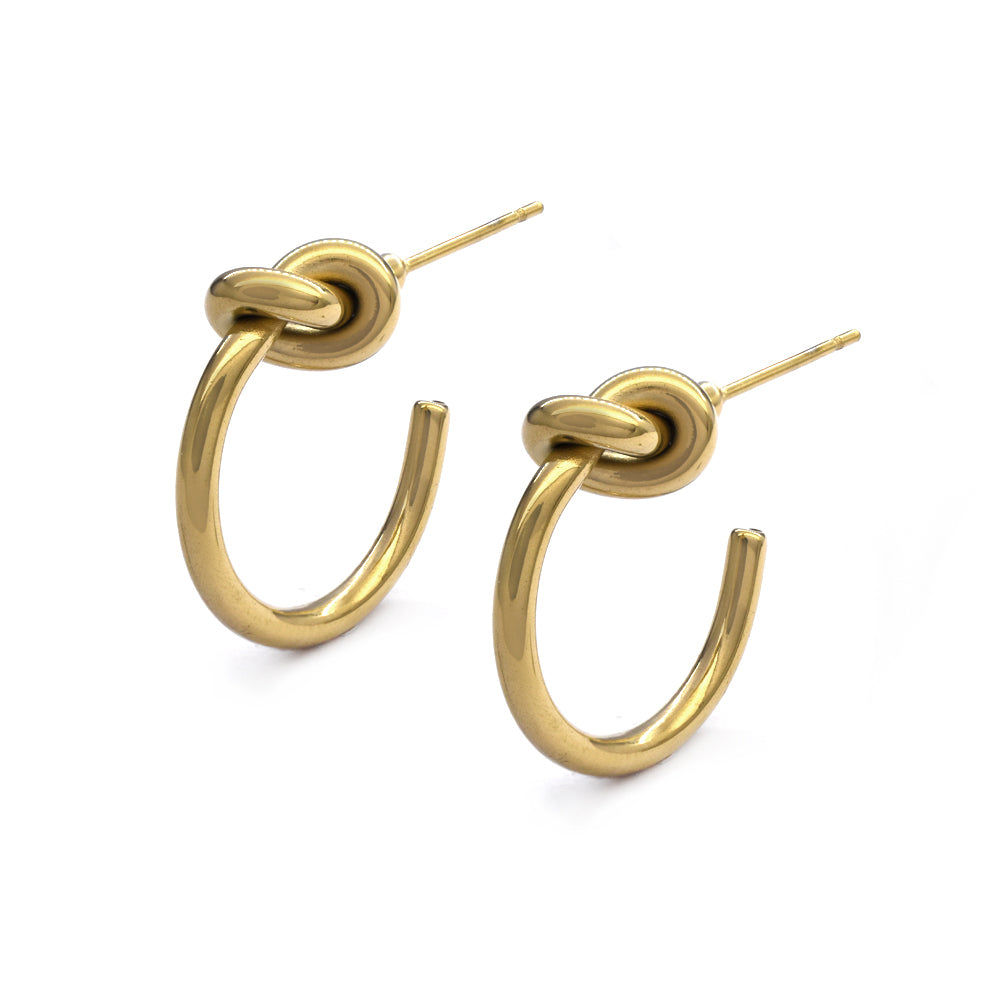 Stainless steel gold knot hoop earrings - SSYE4069