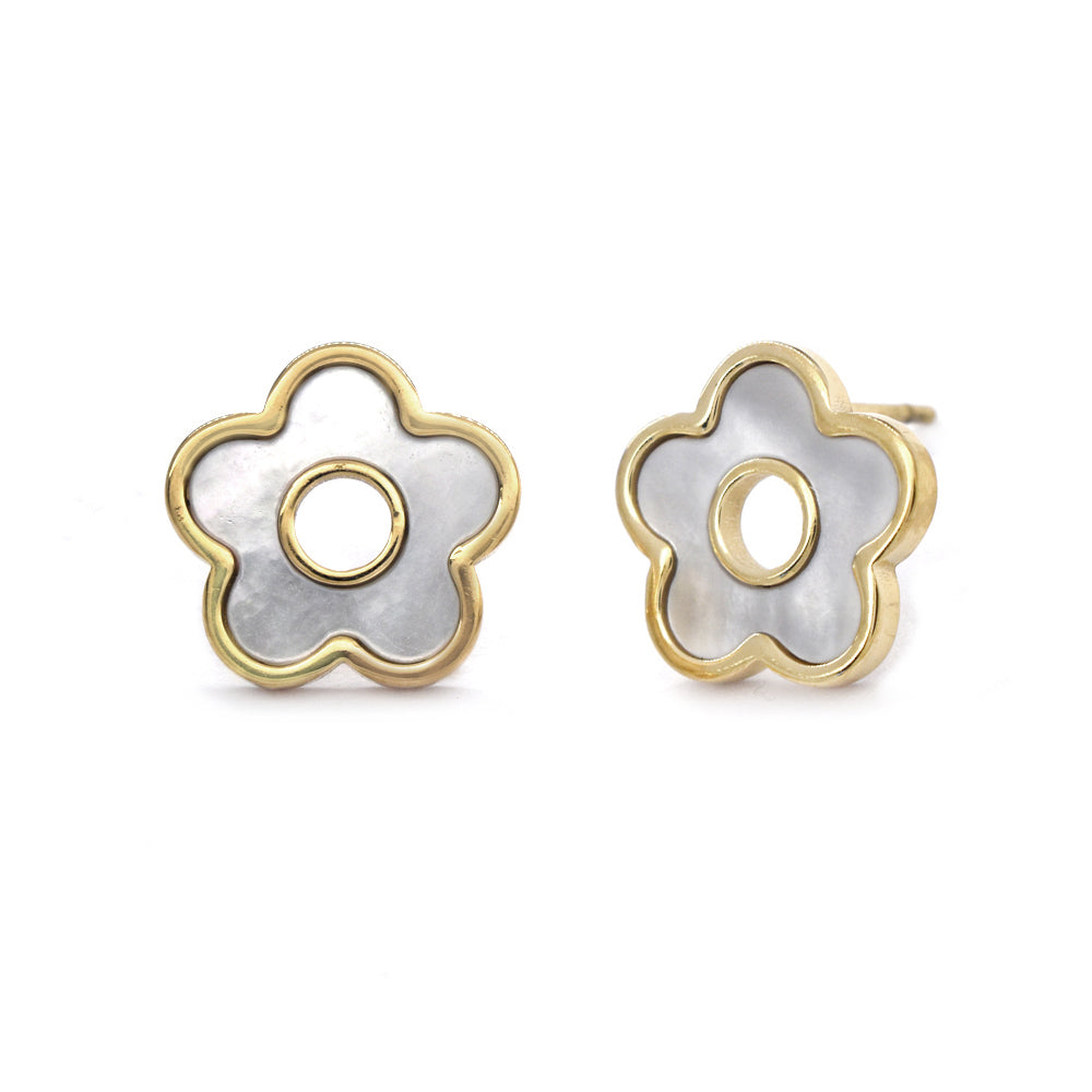 Stainless steel flower stud earrings - SSYE4078