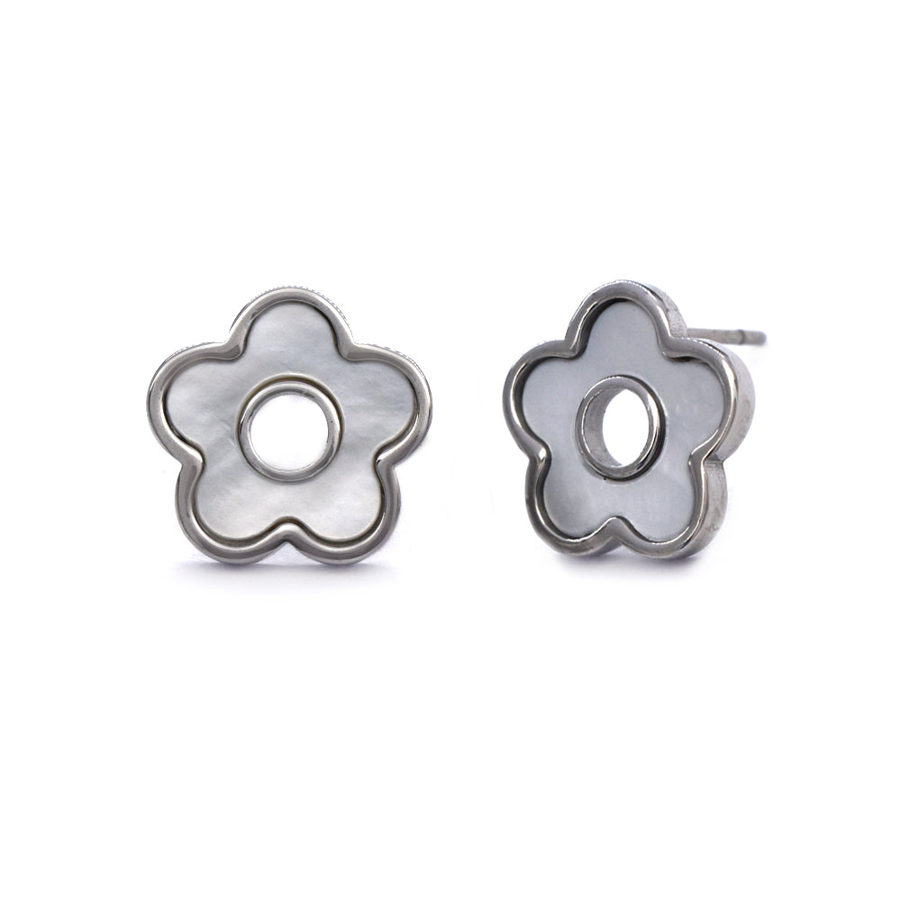 Stainless steel flower stud earrings - SSYE4078