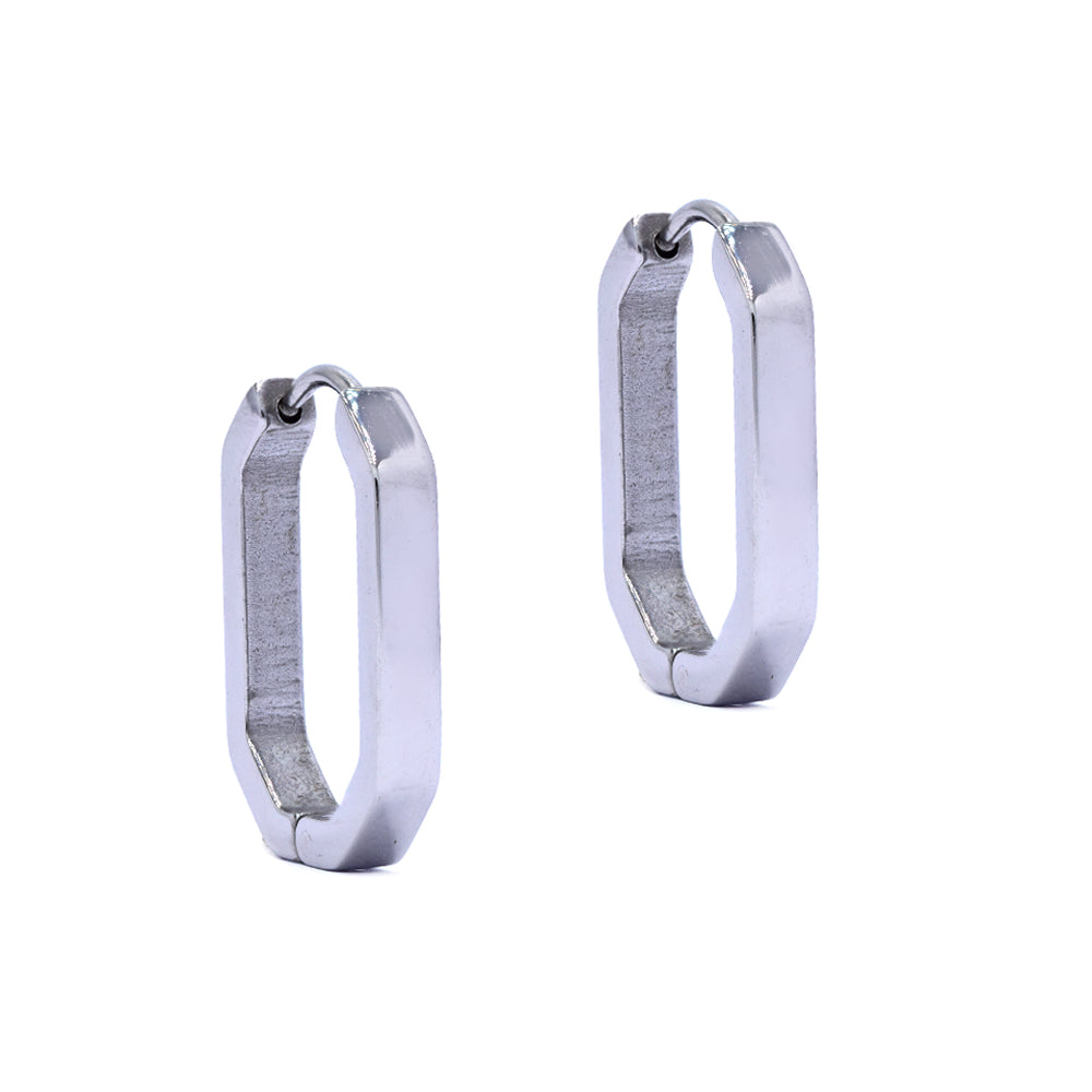 Stainless steel oval hinged hoop earring - SSYE4290