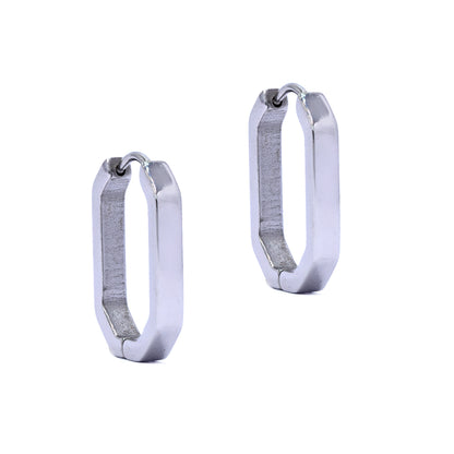 Stainless steel oval hinged hoop earring