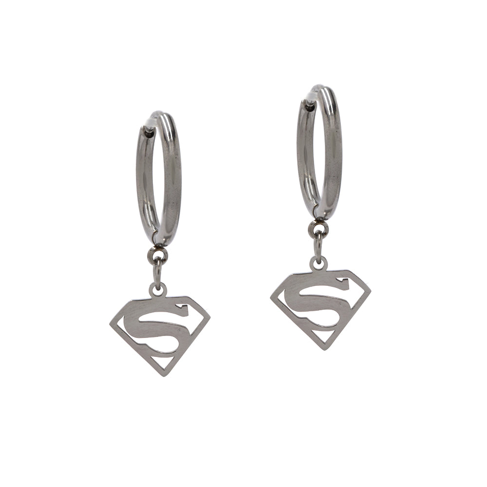 Stainless steel superman drop earring - SSYE4292