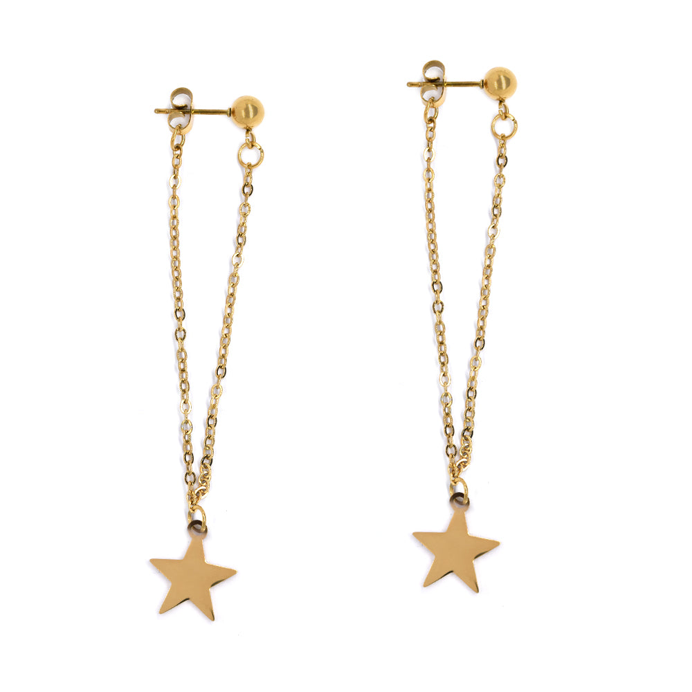 Stainless steel chain detail star earring - SSYE4572