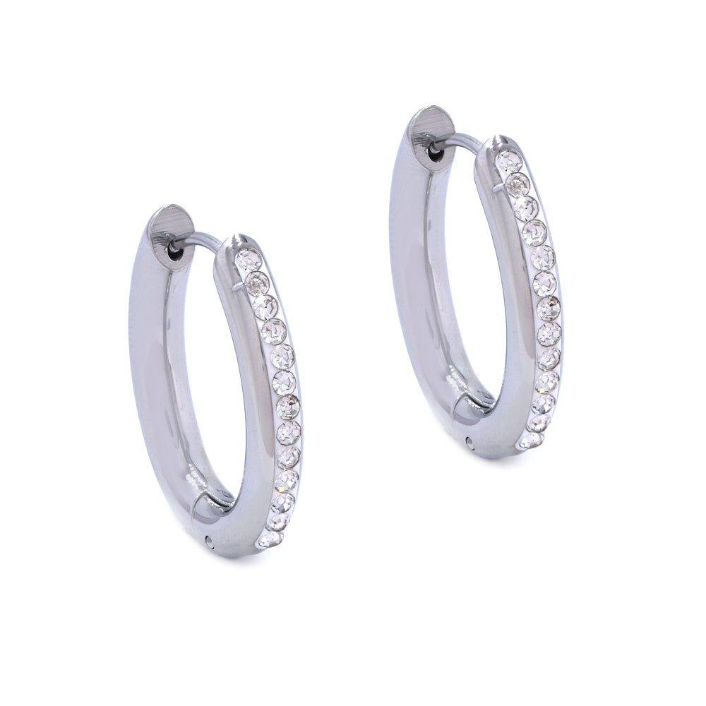 Stainless steel hinged hoop with cubic zirconia - SSYE4632