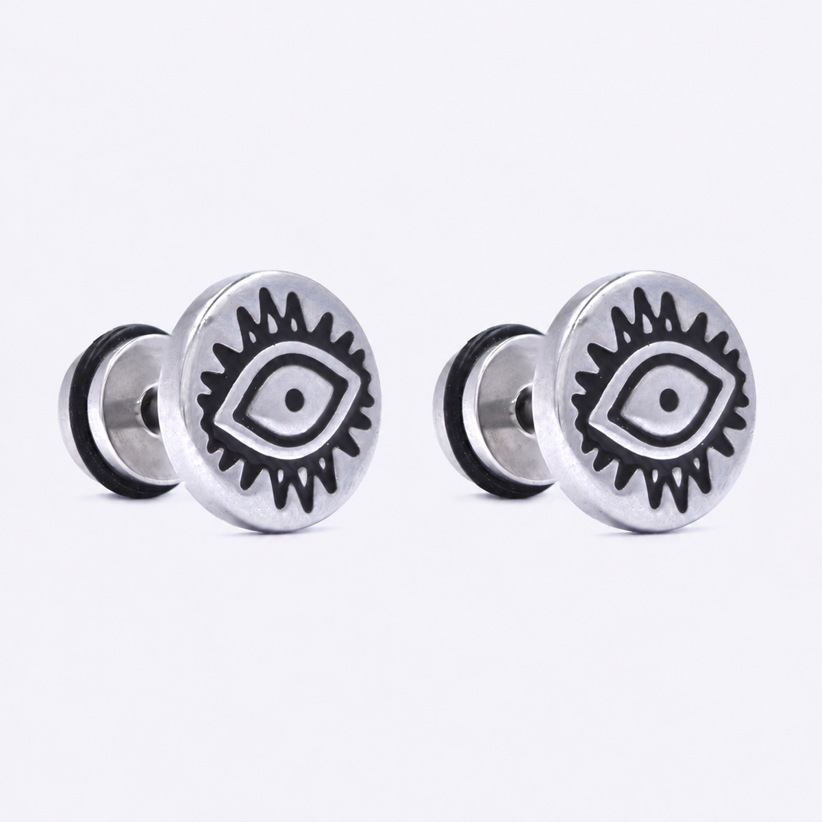 Stainless steel eye dumbbell earrings - SSYE4673