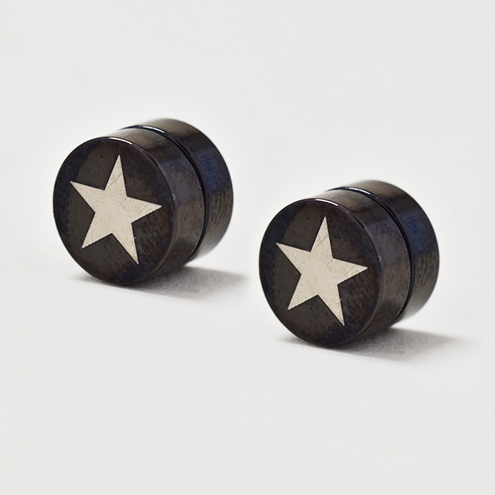 Buy 1 get 1 FREE - Stainless steel 8mm black with silver star magnetic stud - SSYE4834