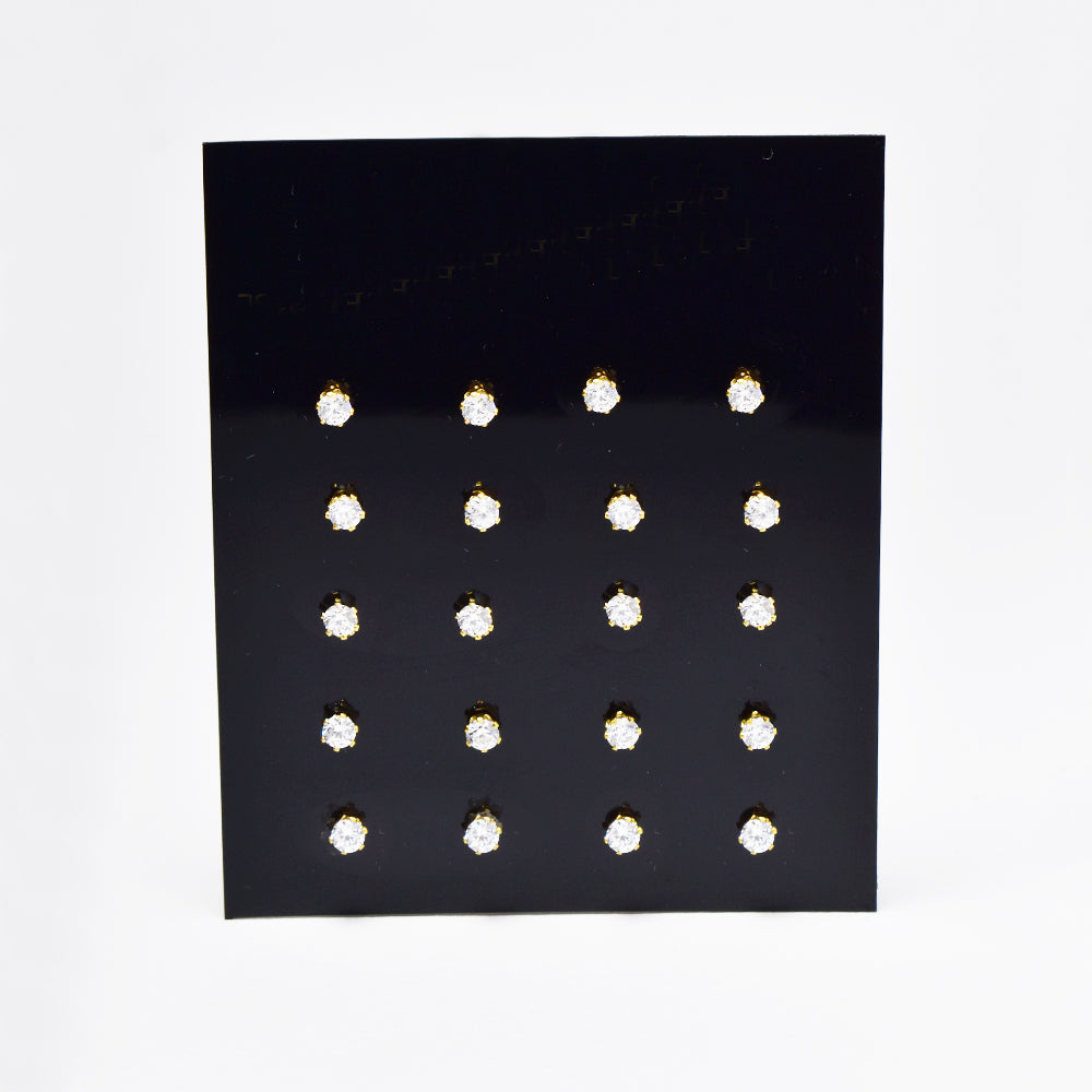 10 Pack Stainless steel 6 claw clear cubic zirconia gold stud earrings - SSYE4845