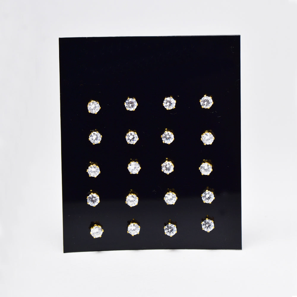10 Pack Stainless steel 6 claw clear cubic zirconia gold stud earrings - SSYE4845