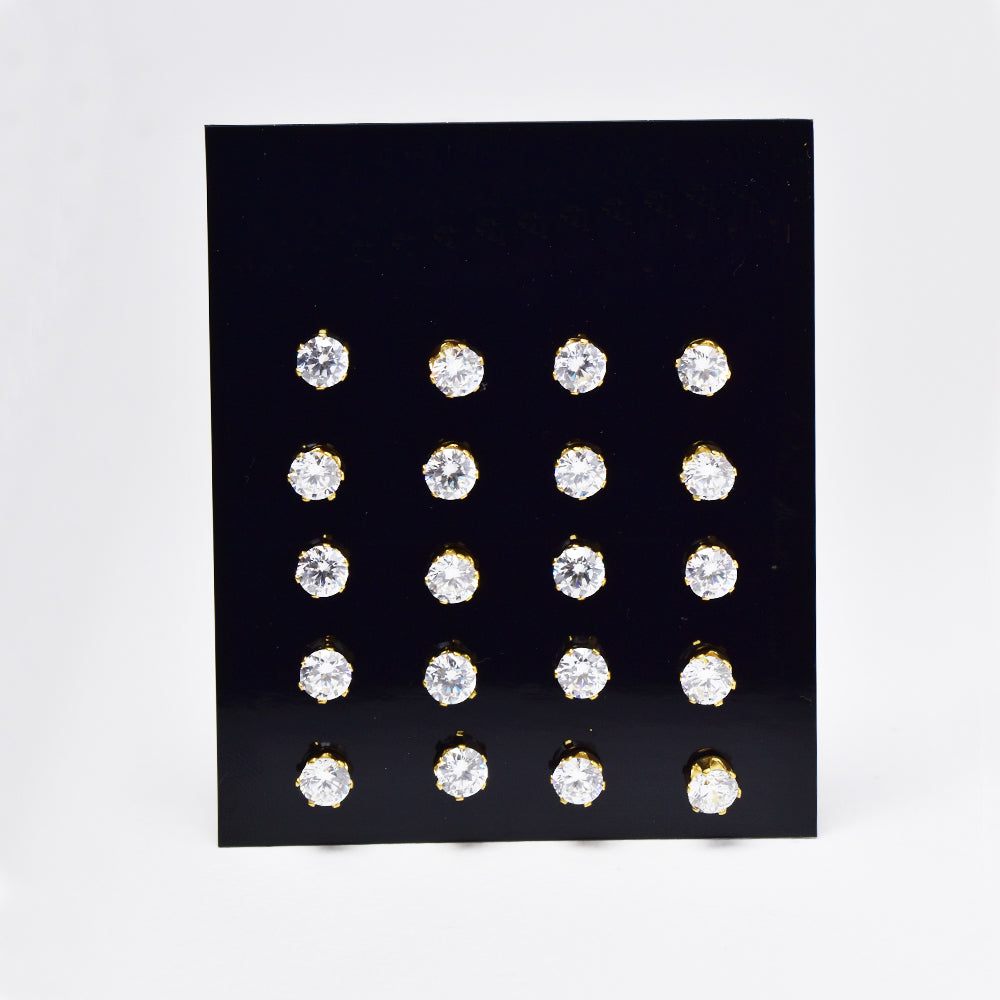 10 Pack Stainless steel 6 claw clear cubic zirconia gold stud earrings - SSYE4845