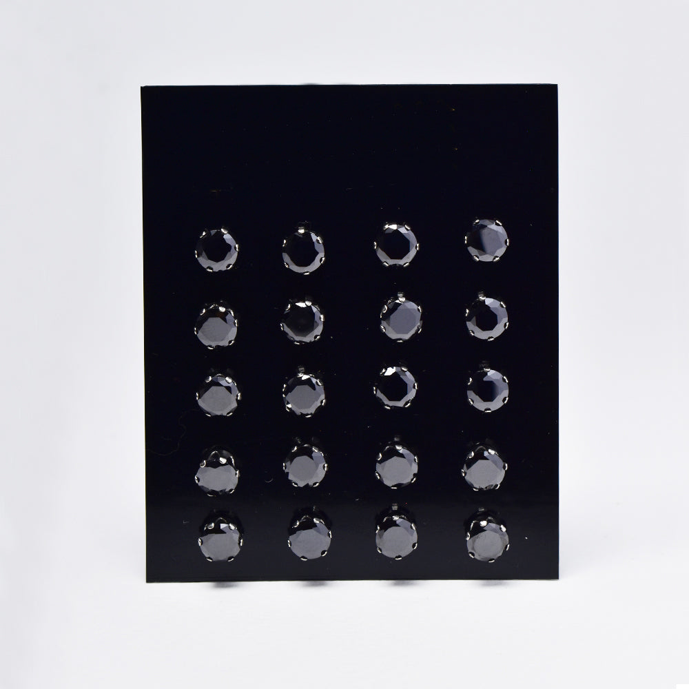 10 Pack Stainless steel 6 claw 6mm black cubic zirconia stud earrings - SSYE4849