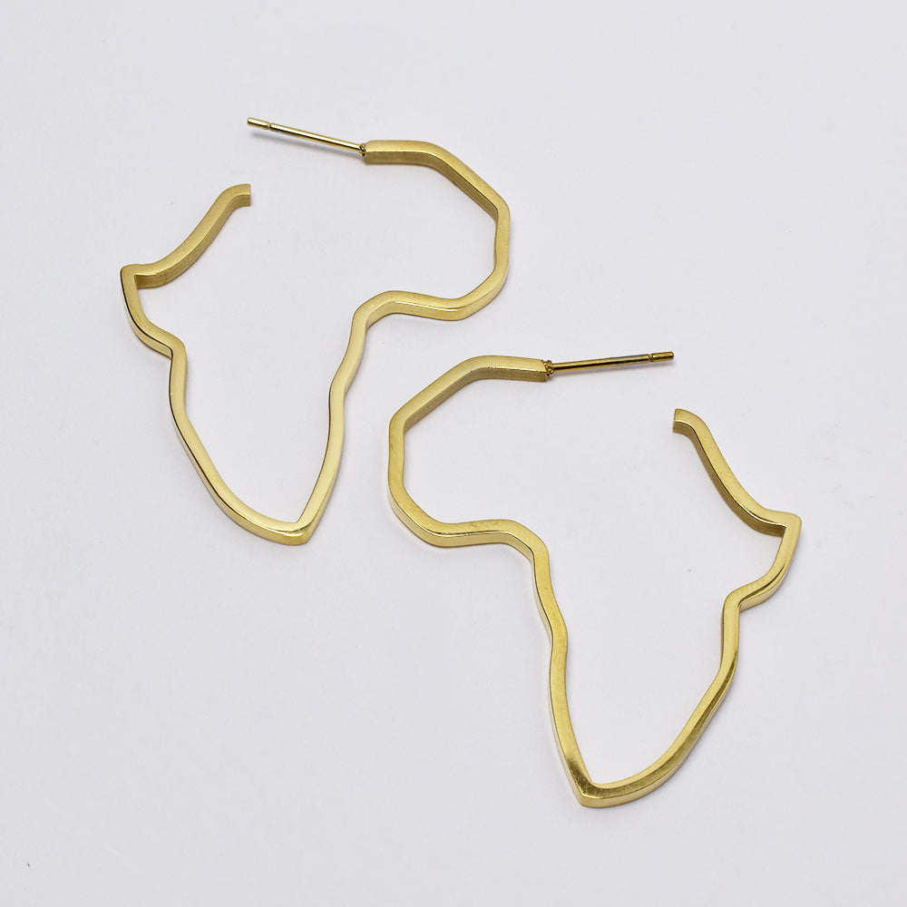 Stainless steel statement Africa map hoop earring - SSYE4912