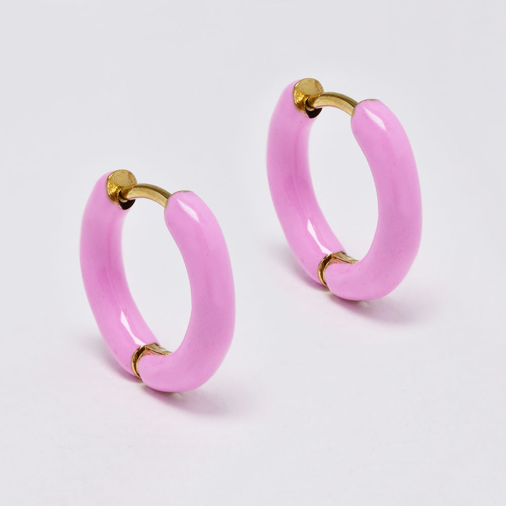 Stainless steel colour enamel huggie earrings - SSYE4913
