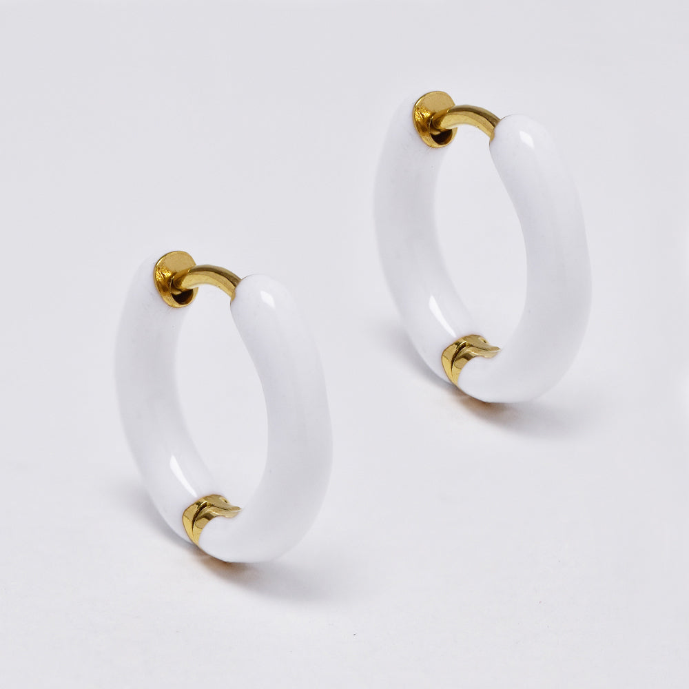 Stainless steel colour enamel huggie earrings - SSYE4913