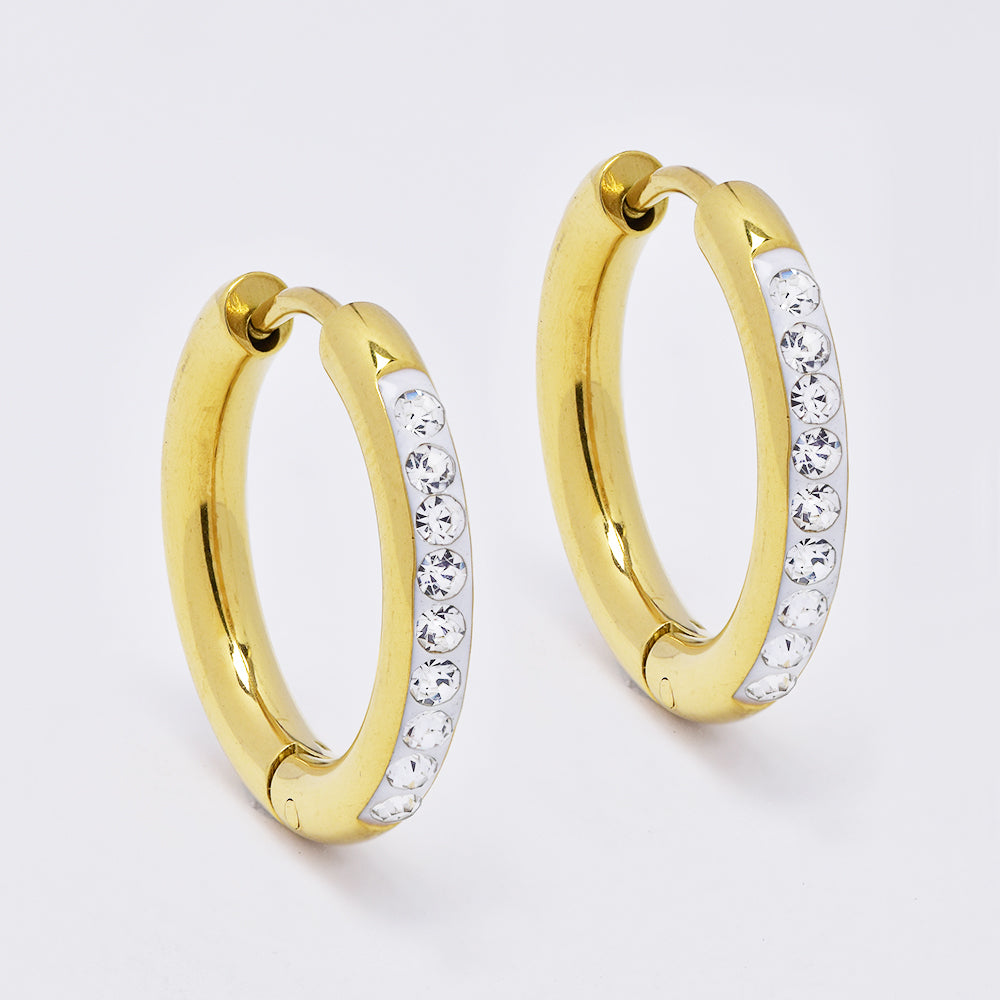 Stainless steel cubic zirconia hoop earring - SSYE4921