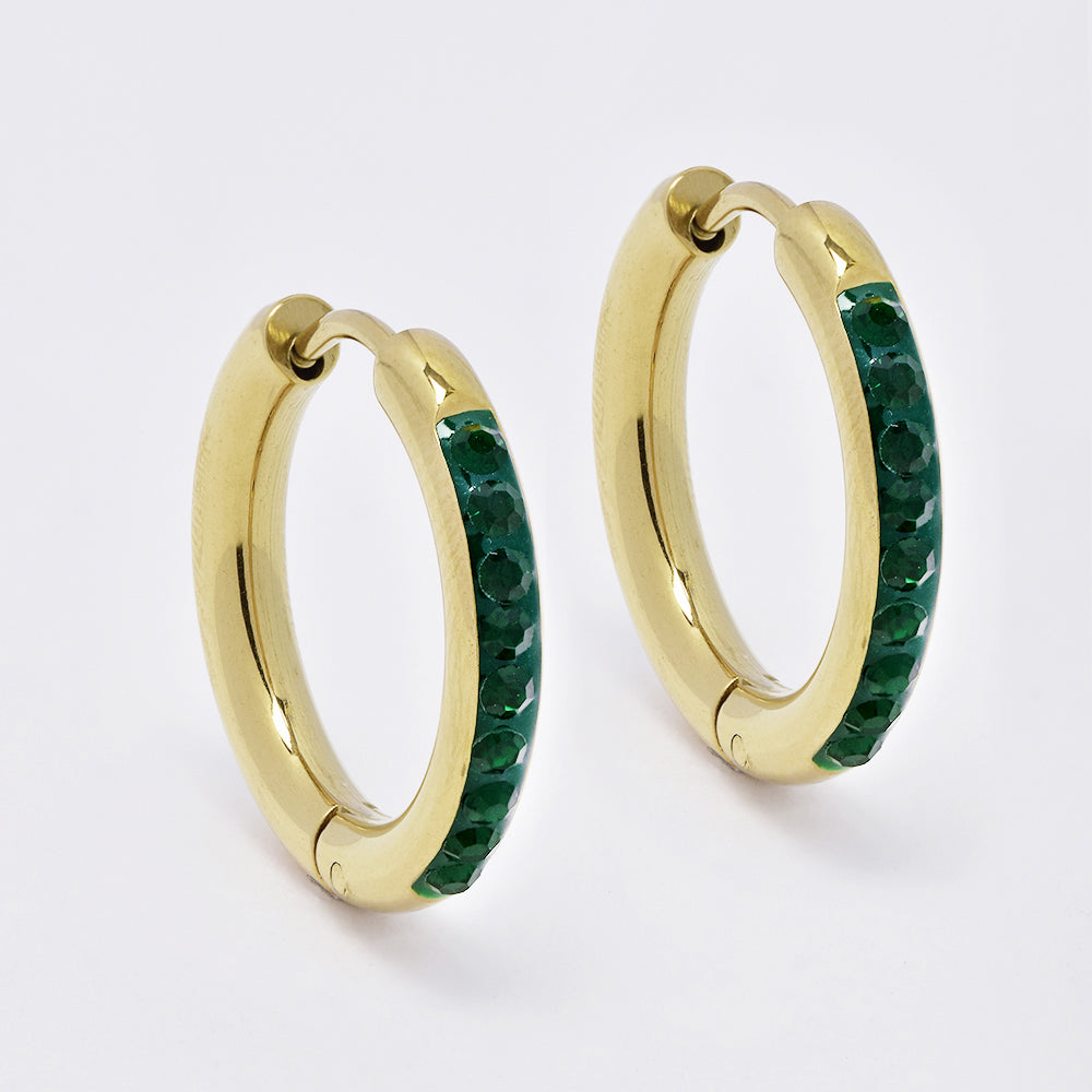 Stainless steel cubic zirconia hoop earring - SSYE4921