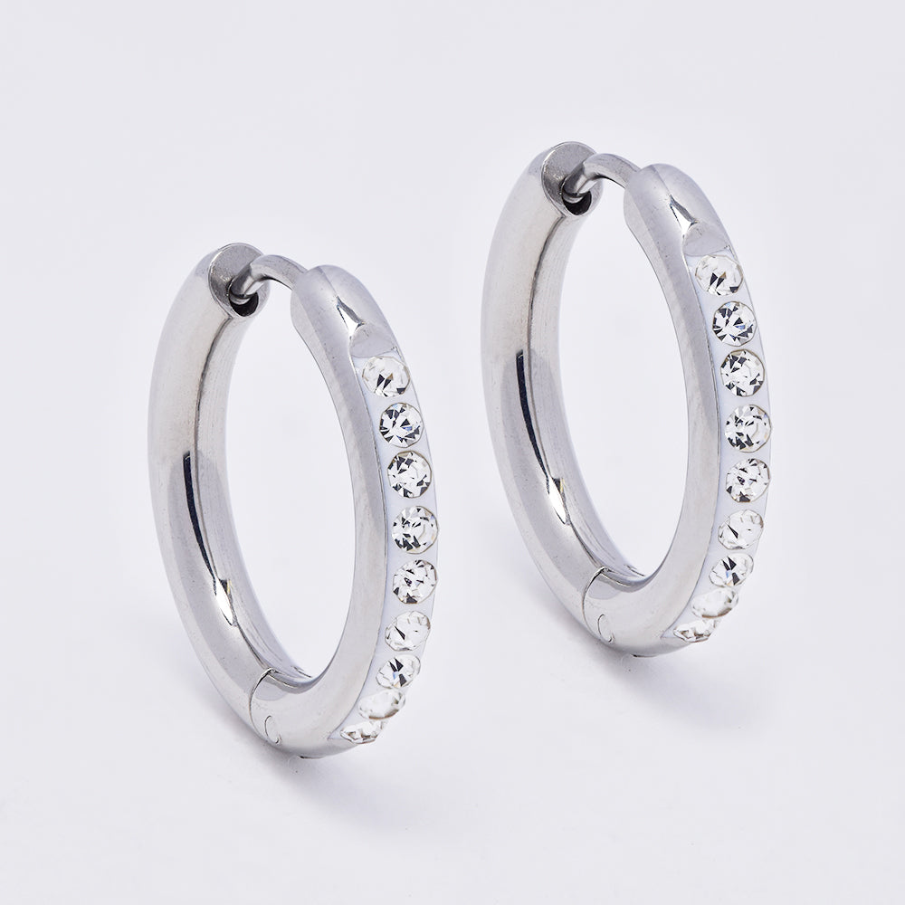 Stainless steel cubic zirconia hoop earring - SSYE4921