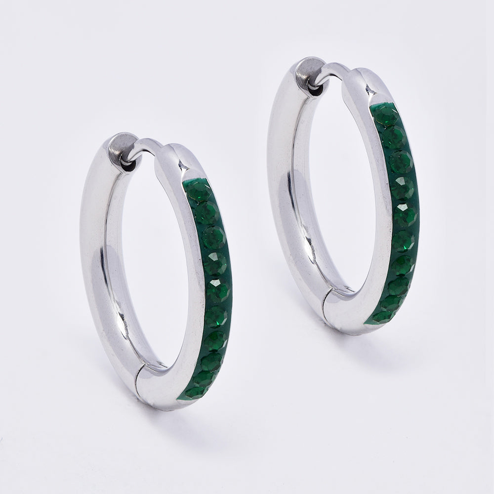 Stainless steel cubic zirconia hoop earring - SSYE4921