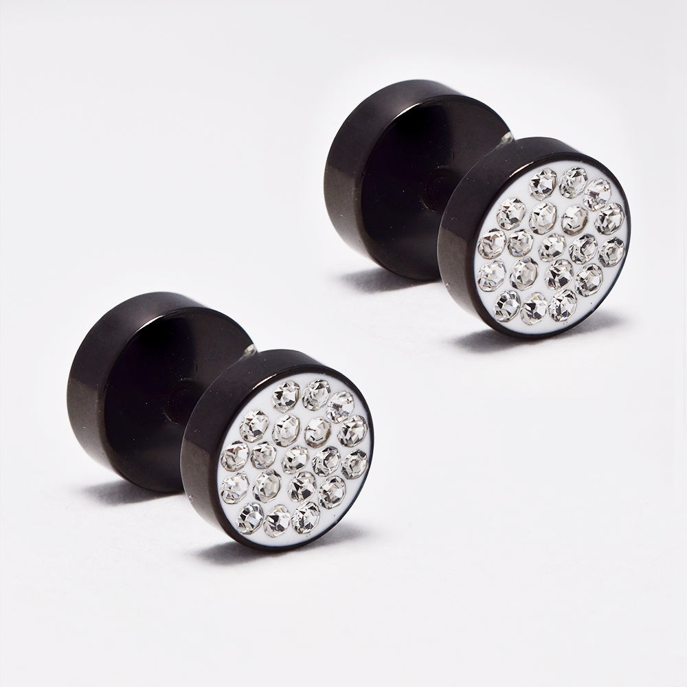 Stainless steel dumbbell with crystals - SSYE4936