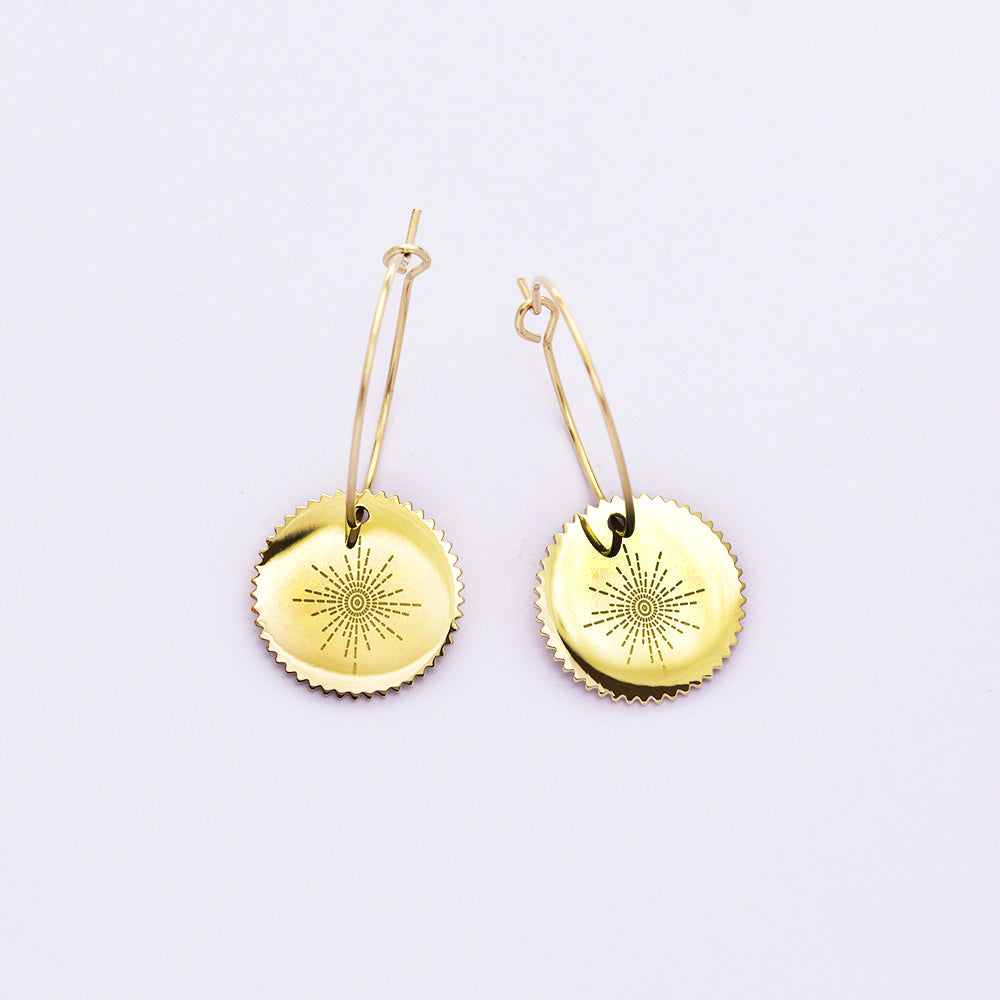 Stainless steel thin hoop with round disc - SSYE4978