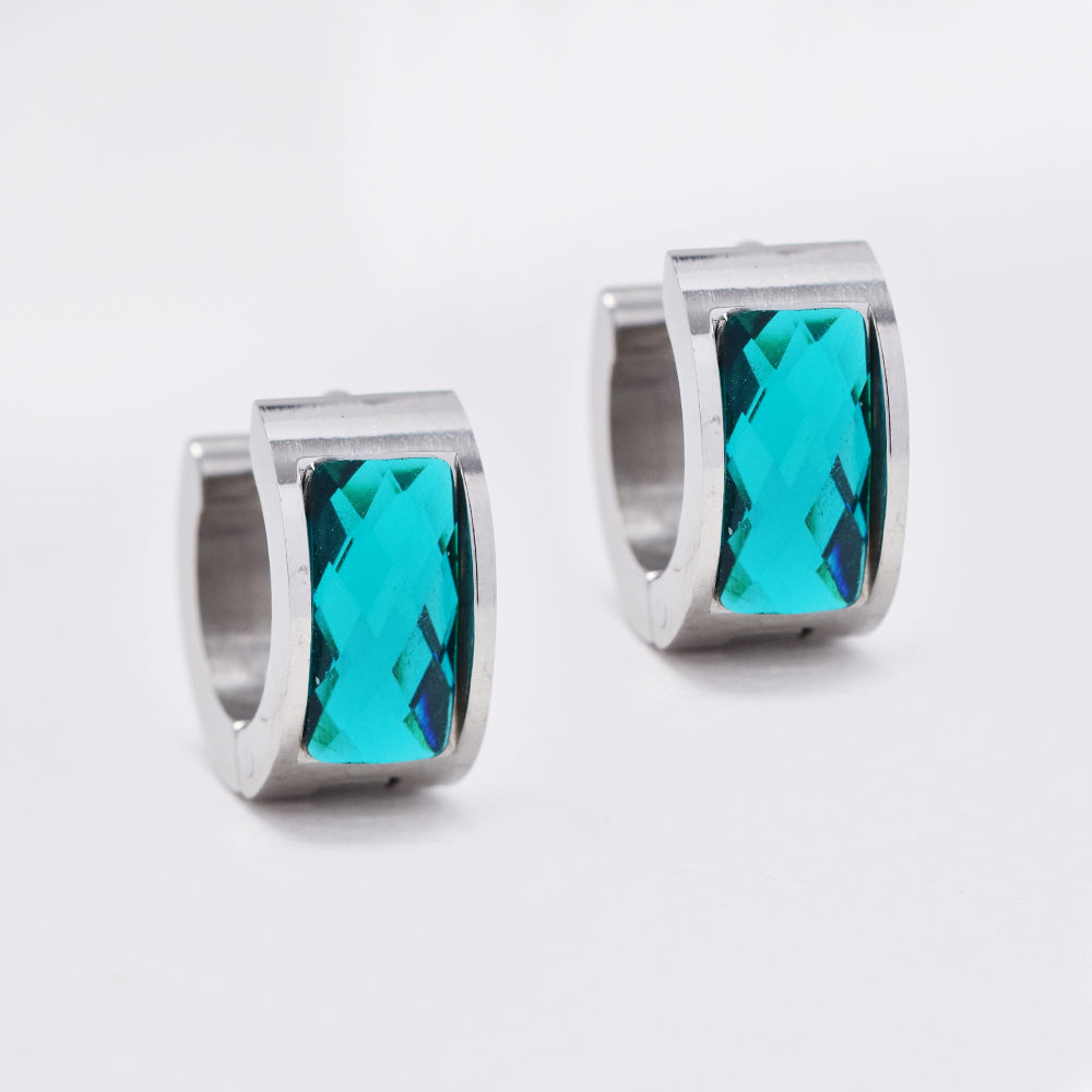 Stainless steel huggie with colour stone - SSYE4982