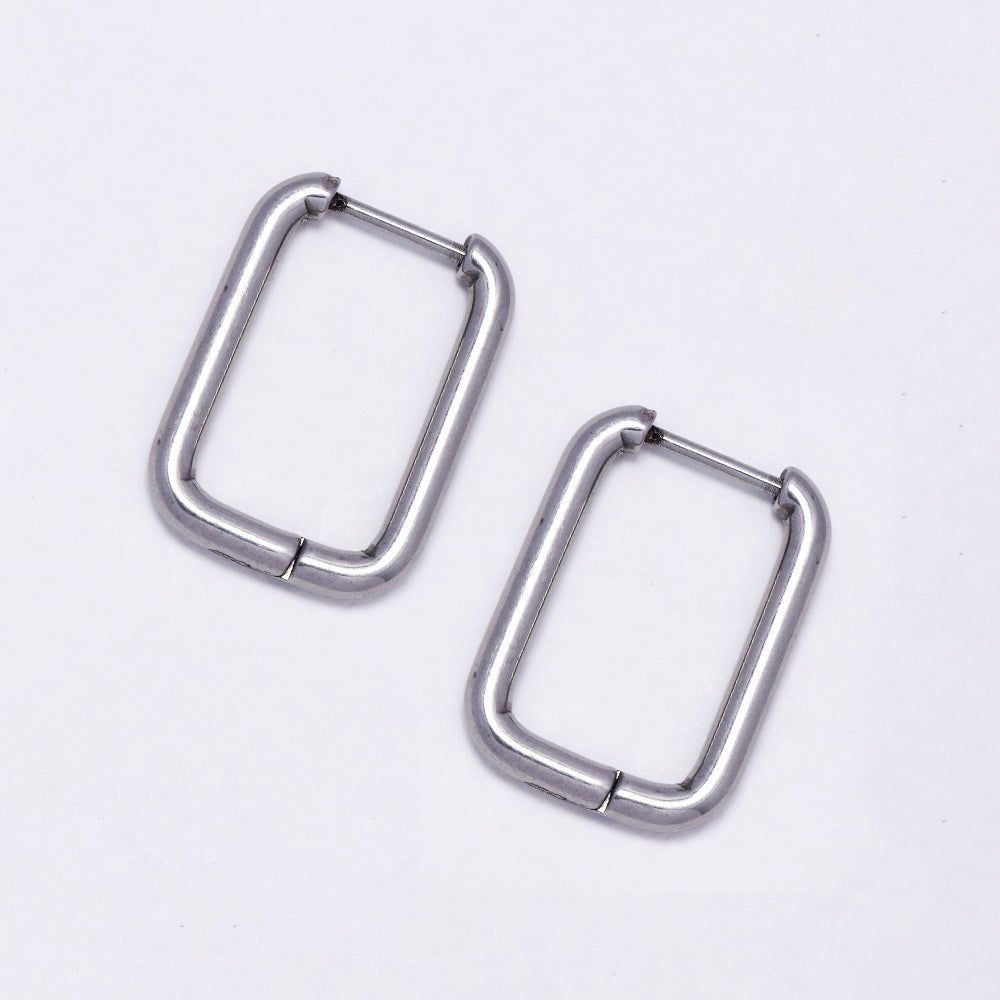 Stainless steel gold rectangular hoop earring - SSYE5023