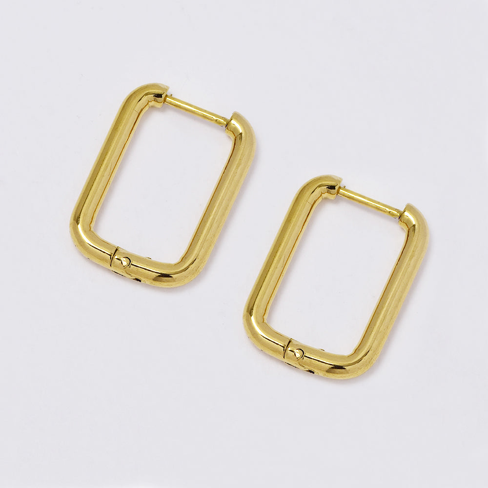 Stainless steel gold rectangular hoop earring