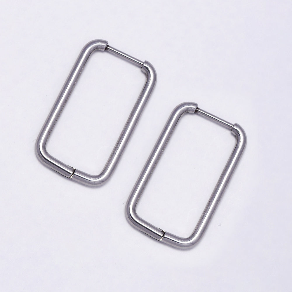 Stainless steel gold long rectangular hoop earring - SSYE5025