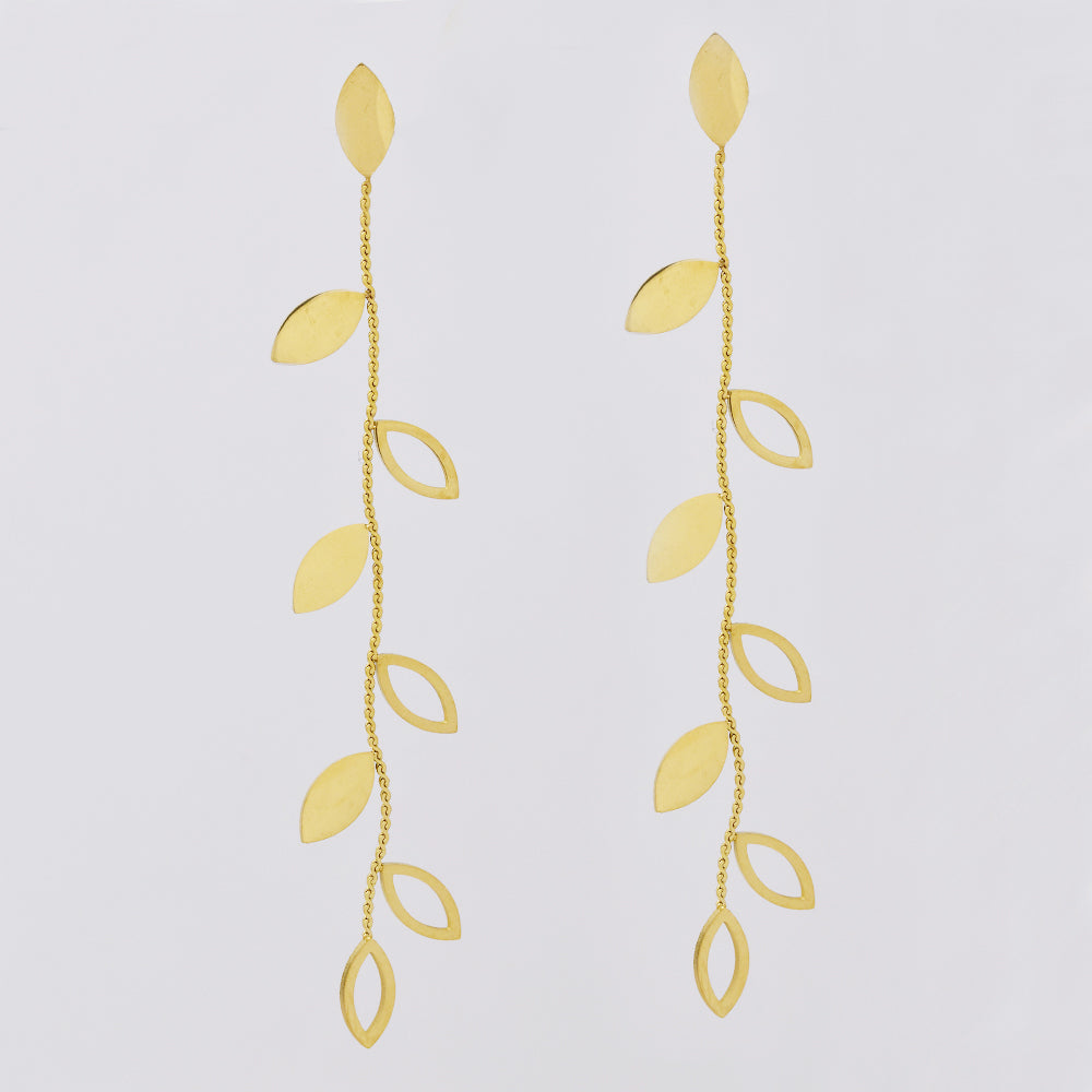 Stainless steel gold leaf drop earring - SSYE5030