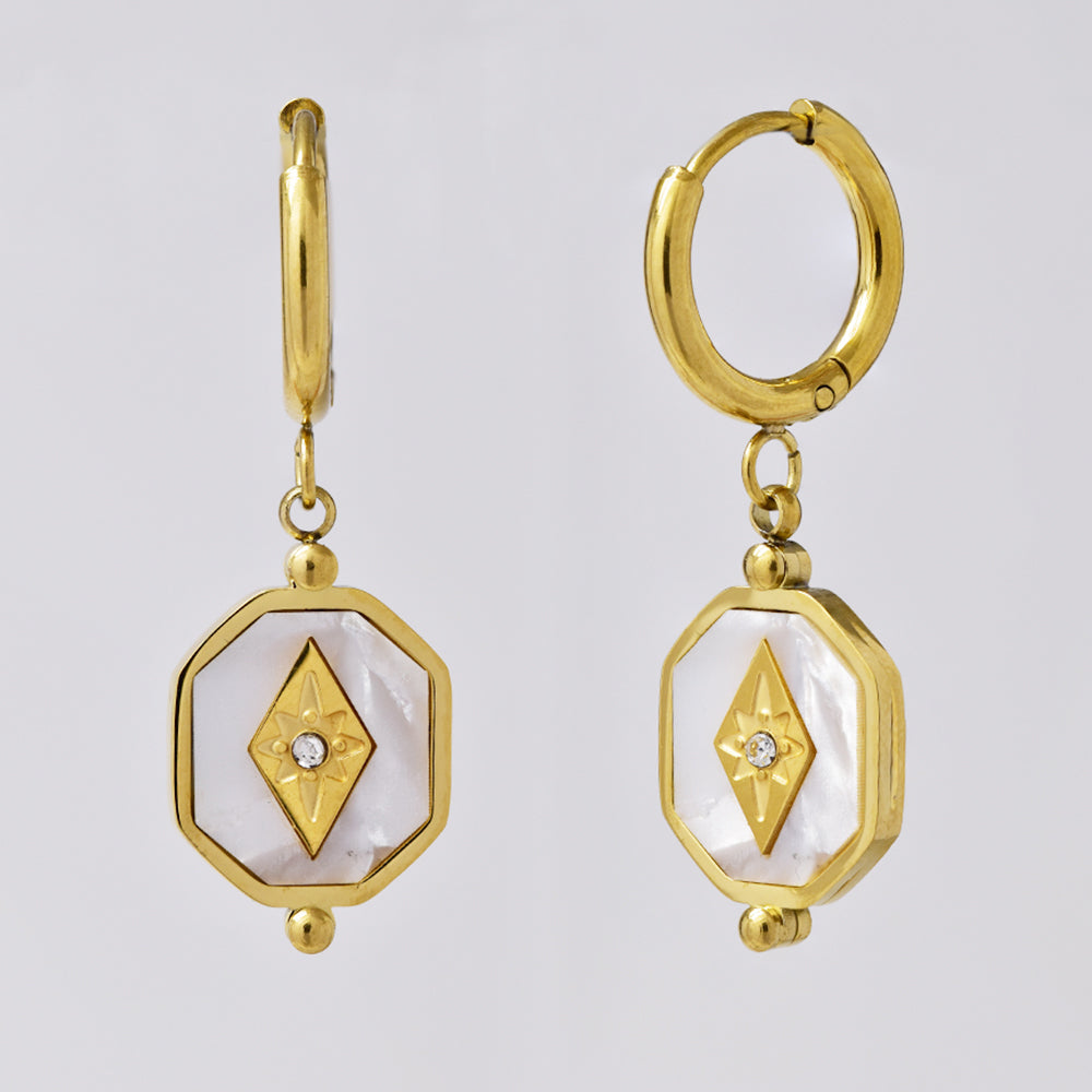 Stainless steel octagonal drop hoops - SSYE5110