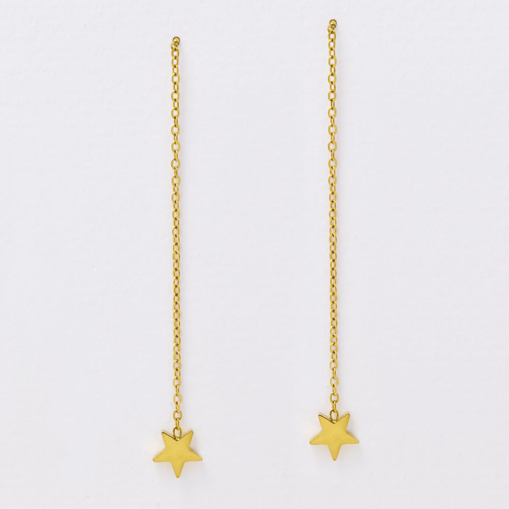Stainless steel thread earring with chained star detail - SSYE5118