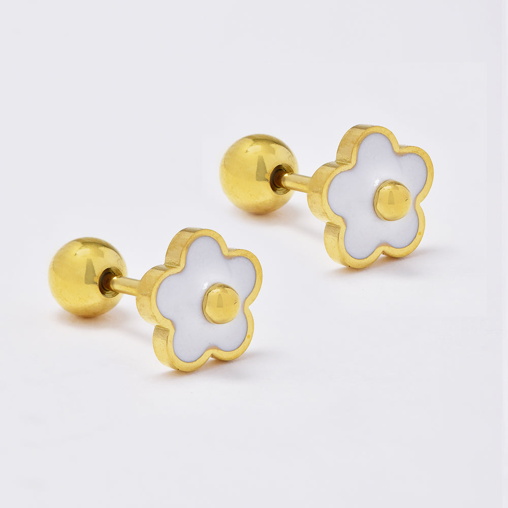 Stainless steel flower stud with ball closure - SSYE5123